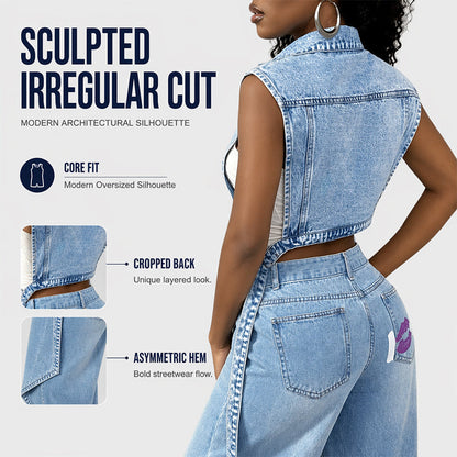 🎉 2026 Sale — Over 24,000 Sold! 💞 Women Sleeveless High Slit Denim Vest Dress Longline Jean Jacket