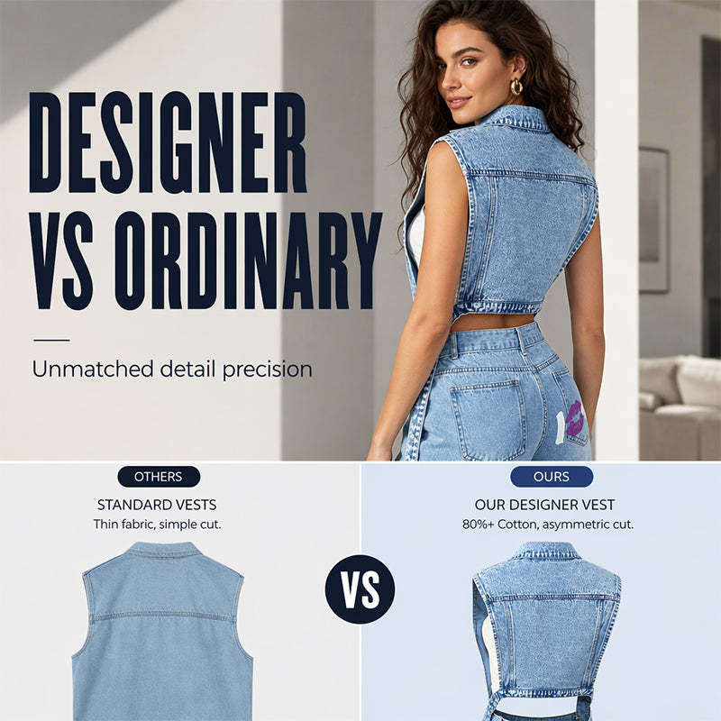🎉 2026 Sale — Over 24,000 Sold! 💞 Women Sleeveless High Slit Denim Vest Dress Longline Jean Jacket