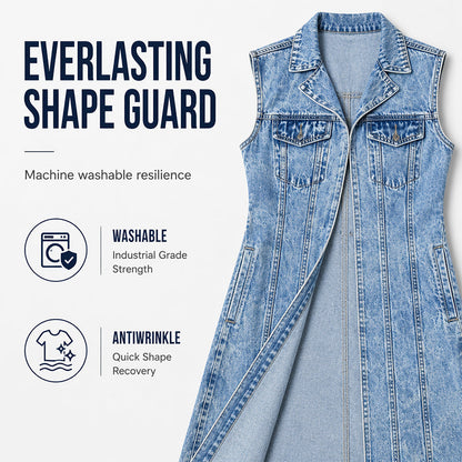 🎉 2026 Sale — Over 24,000 Sold! 💞 Women Sleeveless High Slit Denim Vest Dress Longline Jean Jacket