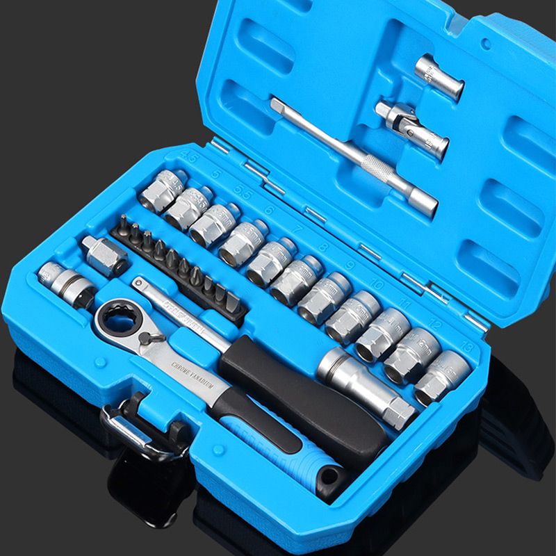 📢📢50% OFF !!⏰29pcs Ratchet Socket Wrench Tool Kit, Multi-Size Repair Hand Tool Set with Storage Case 🔧