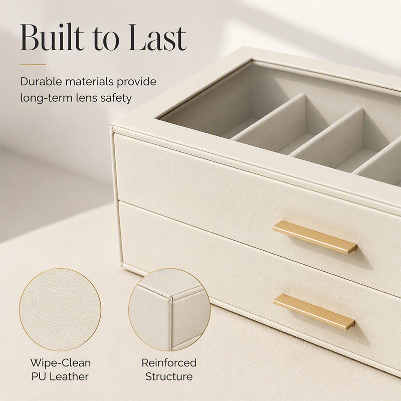 📢📢50% OFF !! ⏰2-Tier Sunglasses Organizer Box with Transparent Glass Top Display