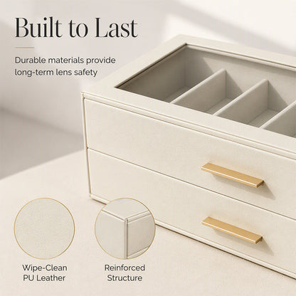 📢📢50% OFF !! ⏰2-Tier Sunglasses Organizer Box with Transparent Glass Top Display
