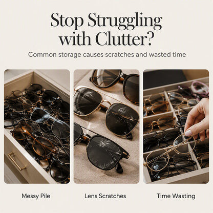 📢📢50% OFF !! ⏰2-Tier Sunglasses Organizer Box with Transparent Glass Top Display