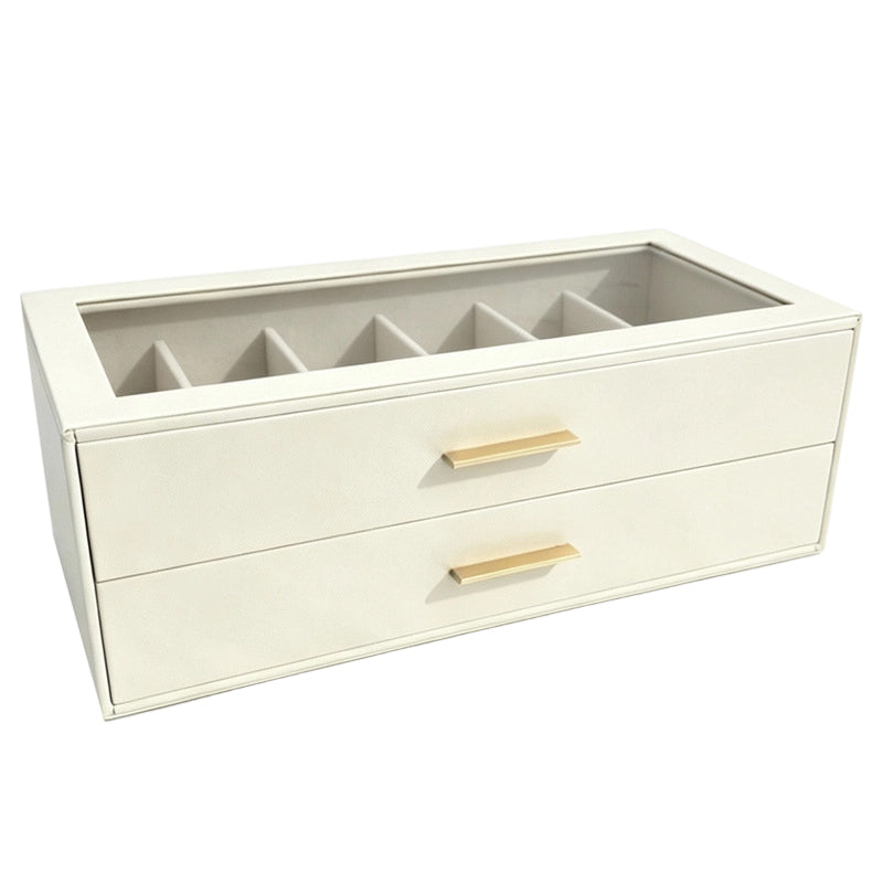 📢📢50% OFF !! ⏰2-Tier Sunglasses Organizer Box with Transparent Glass Top Display