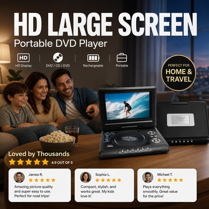 📺 50% OFF !!!💿7.8" HD Portable DVD/EVD Player – Large Screen, Rechargeable & Compatible with DVD/CD/USB/SD – Perfect for Home & Travel