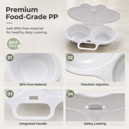 🥚 Perfect Poached Eggs in 2 Mins – No Oil, No Explosion. Microwave Egg Cooker with Splash-Proof Lid.