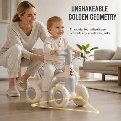 🚲🚼4-Wheel Light-Up Balance Bike for Toddlers with Music