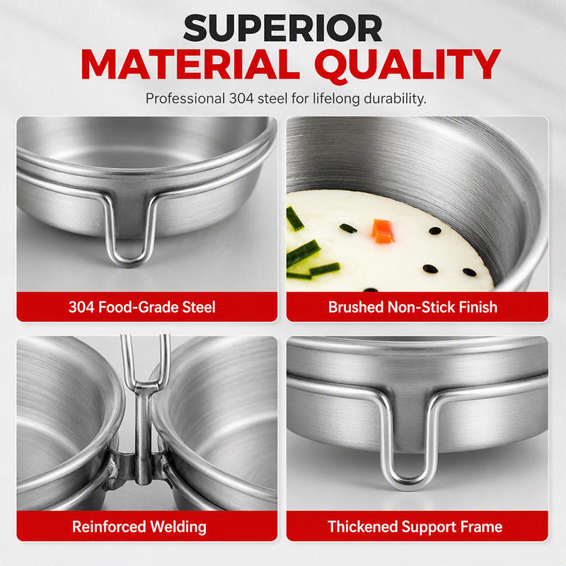 🎉 2026 Sale — Over 14,000 Sold! 🍳 3-in-1 Stainless Steel Egg Poacher – Poach, Steam, Bake – 304 Steel, Non-Stick Release, One Pan, Endless Breakfasts ✨