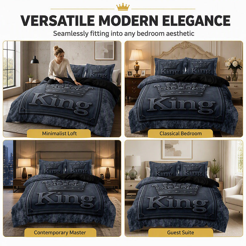 ⏳Limited-time 50% off⏰Modern King Crown 3-Piece Bedding Set🛌