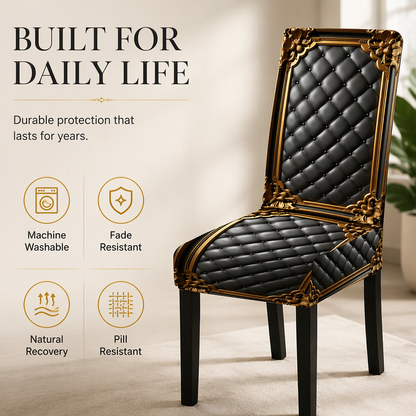 🪑 LIMITED-TIME 50% OFF ✨ Washable Baroque Chair Cover — Stretch Fit, Royal Gold Pattern
