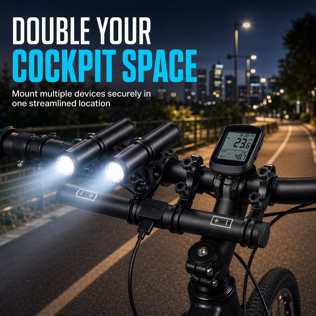 🚲 LIMITED-TIME 50% OFF 🔋 Bicycle Handlebar Extender — USB Power Bank & Bike Light Mount, Aluminum Alloy