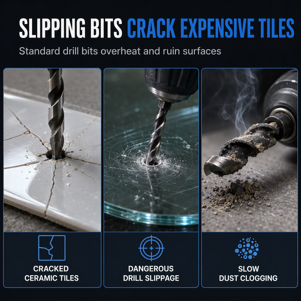 Hex Shank Carbide Eccentric Drill Bit for Ceramic Tile Glass and Concrete Hole Drilling
