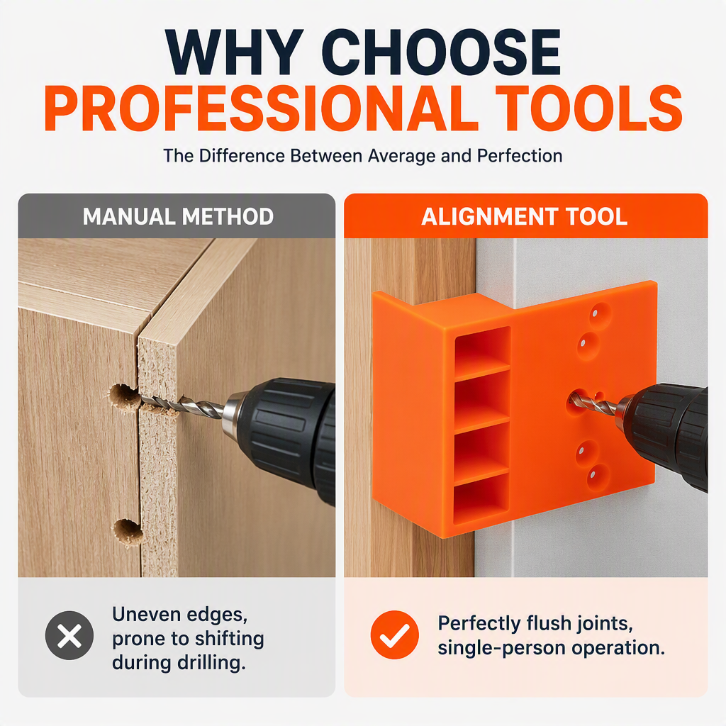 📢📢BUY 1 GET 1 FREE！！⏰Wardrobe Cabinet Side Filler Panel Installation Locator and Stepped Positioning Plate for Precise Hole Alignment