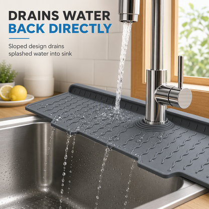 🧽 Food Grade Silicone Faucet Splash Guard Mat – Drain Fast, Flexible, Cuttable ✨
