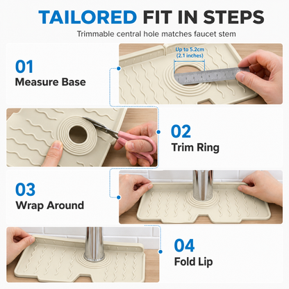 🧽 Food Grade Silicone Faucet Splash Guard Mat – Drain Fast, Flexible, Cuttable ✨