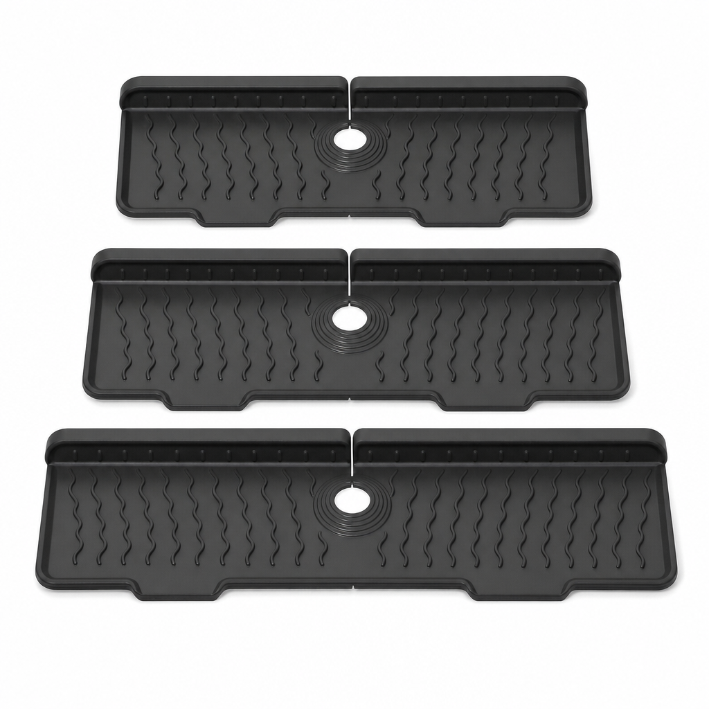 🧽 Food Grade Silicone Faucet Splash Guard Mat – Drain Fast, Flexible, Cuttable ✨