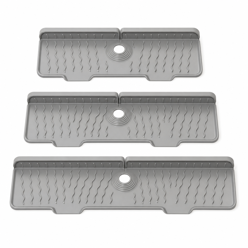 🧽 Food Grade Silicone Faucet Splash Guard Mat – Drain Fast, Flexible, Cuttable ✨
