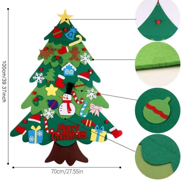 🎄 50% OFF! ✨ DIY Felt Christmas Tree Set – No-glue, reusable & toddler-friendly ✨