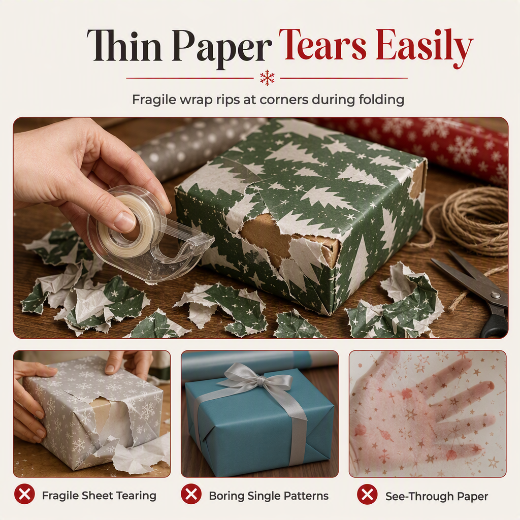 🎄 LIMITED-TIME 50% OFF! 🐄 Christmas Highland Cow Floral Wrapping Paper Roll – Double-sided, Thick, Large Roll ✨