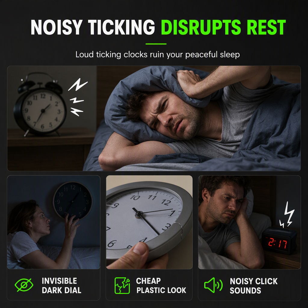 📢📢50% OFF !! ⏰12-Inch Silent Wooden Wall Clock – Luminous Glow & MDF Wood Grain✨