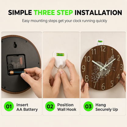 📢📢50% OFF !! ⏰12-Inch Silent Wooden Wall Clock – Luminous Glow & MDF Wood Grain✨