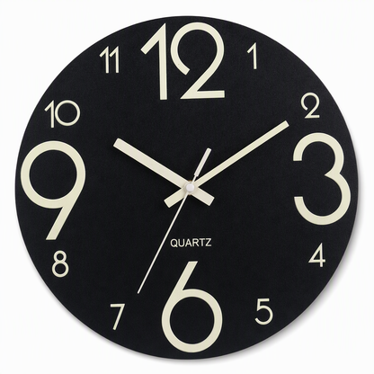📢📢50% OFF !! ⏰12-Inch Silent Wooden Wall Clock – Luminous Glow & MDF Wood Grain✨