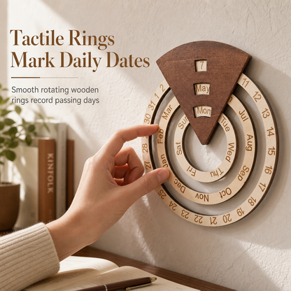 📢📢50% OFF !! ⏰ Circular Wooden Rotating Perpetual Calendar – Artistic, Interactive, Timeless ✨