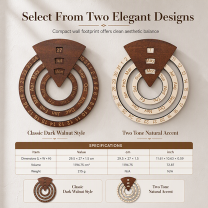 📢📢50% OFF !! ⏰ Circular Wooden Rotating Perpetual Calendar – Artistic, Interactive, Timeless ✨