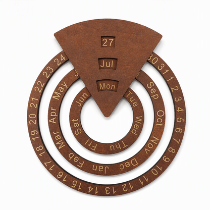 📢📢50% OFF !! ⏰ Circular Wooden Rotating Perpetual Calendar – Artistic, Interactive, Timeless ✨
