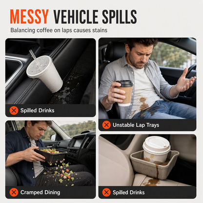 Multifunctional 360 Degree Rotating Car Cup Holder and Food Tray Table Non Slip Wear Resistant Extended Vehicle Dining Tray