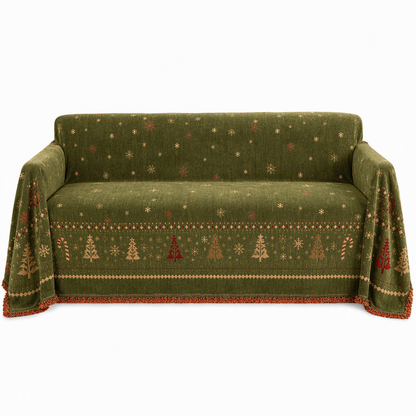 Thickened Christmas Style Chenille Sofa Cover Full Coverage Cat Scratch Resistant and Stain Resistant Couch Slipcover