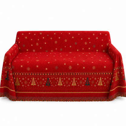 Thickened Christmas Style Chenille Sofa Cover Full Coverage Cat Scratch Resistant and Stain Resistant Couch Slipcover
