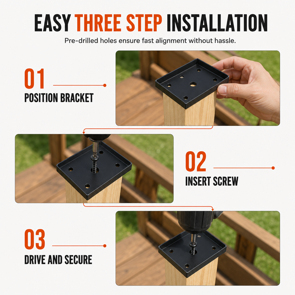 2x4 Inch Wood Fence Post Brackets Railing Wood Post Anchor Bases