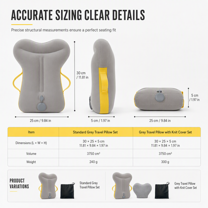 Portable Inflatable Travel Pillow Foldable Upright Face Down Sleeping Pillow for Airplane Car Camping and Office Naps