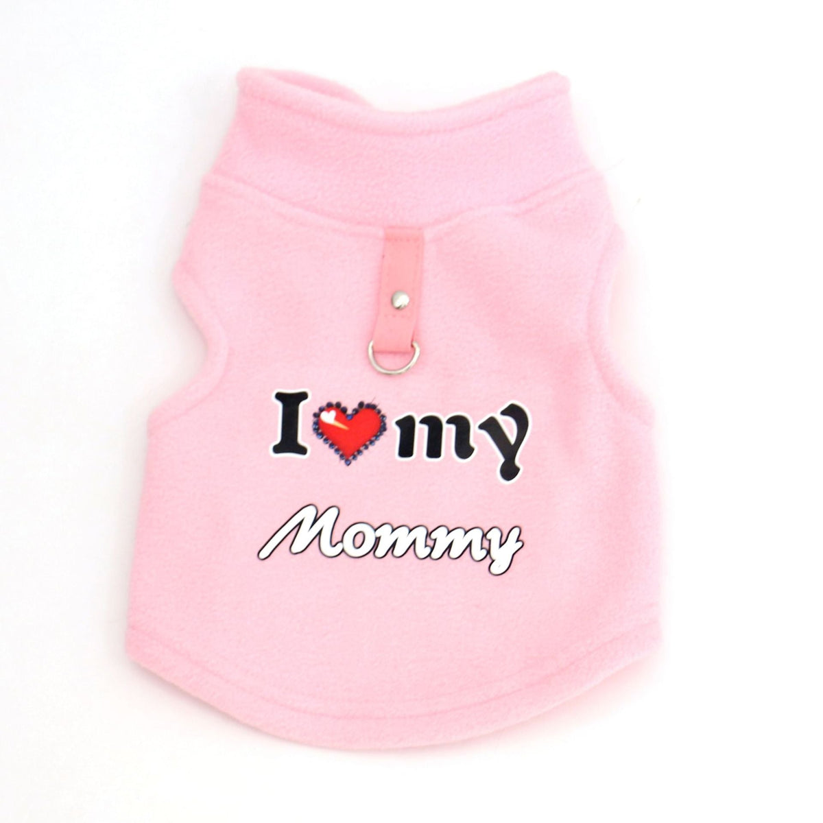 Warm Pet Sweater with Leash Ring & Love Dad and Mom Design