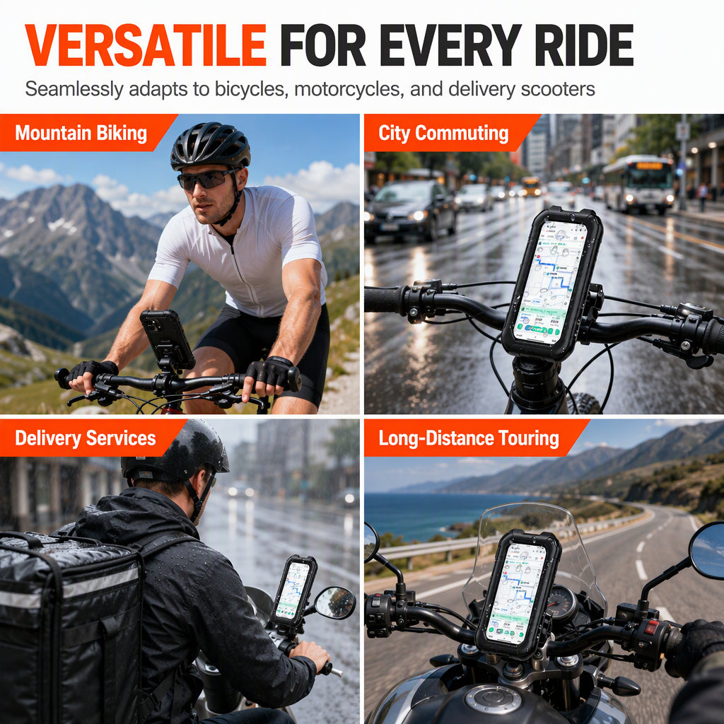 🚲 LIMITED-TIME 50% OFF! ⚡ Waterproof Bike & Motorcycle Phone Holder – IPX6, Touchable, 360° Rotation ✨