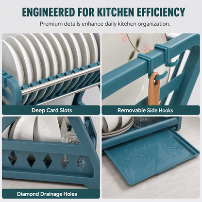 🍽️ LIMITED-TIME 50% OFF! ⚡ Multi-Layer Steel Dish Drying Rack – Vertical Storage, Drip Tray, Tool-Free Install ✨