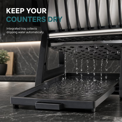 🍽️ LIMITED-TIME 50% OFF! ⚡ Multi-Layer Steel Dish Drying Rack – Vertical Storage, Drip Tray, Tool-Free Install ✨