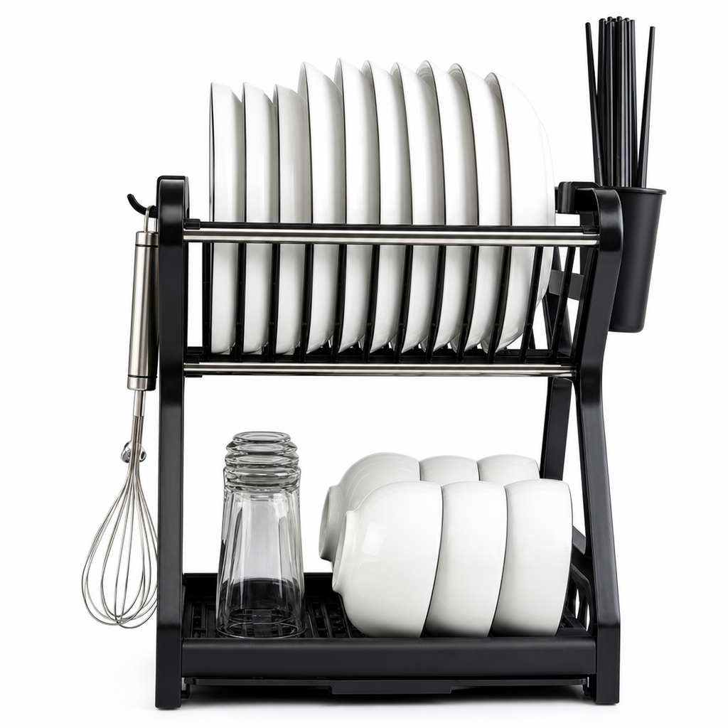 🍽️ LIMITED-TIME 50% OFF! ⚡ Multi-Layer Steel Dish Drying Rack – Vertical Storage, Drip Tray, Tool-Free Install ✨