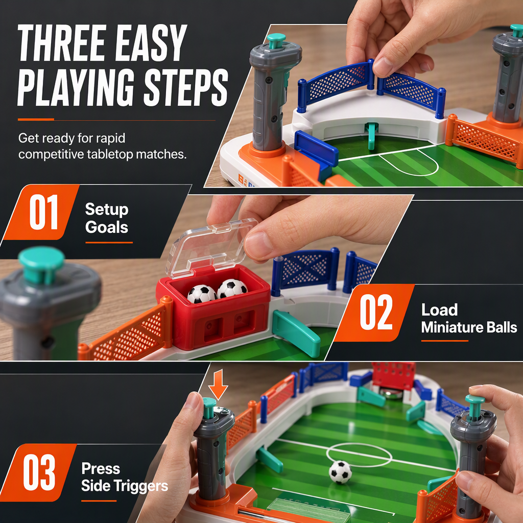 2 Player Battle Tabletop Soccer Game Interactive Table Football Board Toy for Kids
