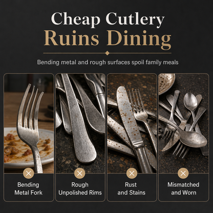 🍽️ LIMITED-TIME 50% OFF! ✨ 304 Stainless Steel Cutlery Set – Slim Elegant, Mirror Polished, Comfort Grip 🥂