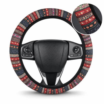 ✨🚗Universal 38cm Ringless Silk Steering Wheel Cover Printed Breathable Car Wheel Protector for All Seasons