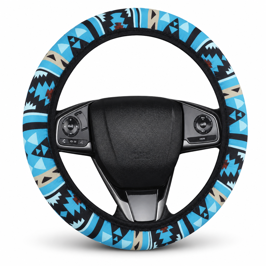 ✨🚗Universal 38cm Ringless Silk Steering Wheel Cover Printed Breathable Car Wheel Protector for All Seasons