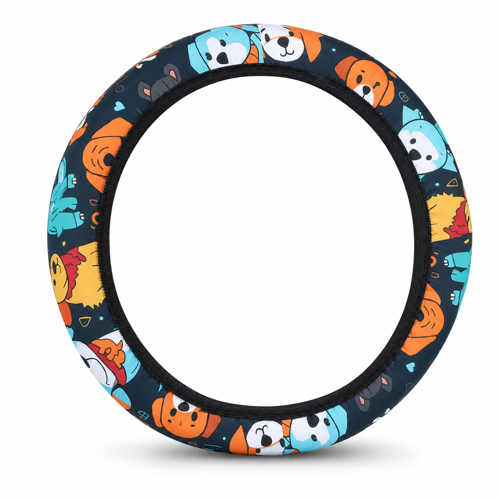 ✨🚗Universal 38cm Ringless Silk Steering Wheel Cover Printed Breathable Car Wheel Protector for All Seasons