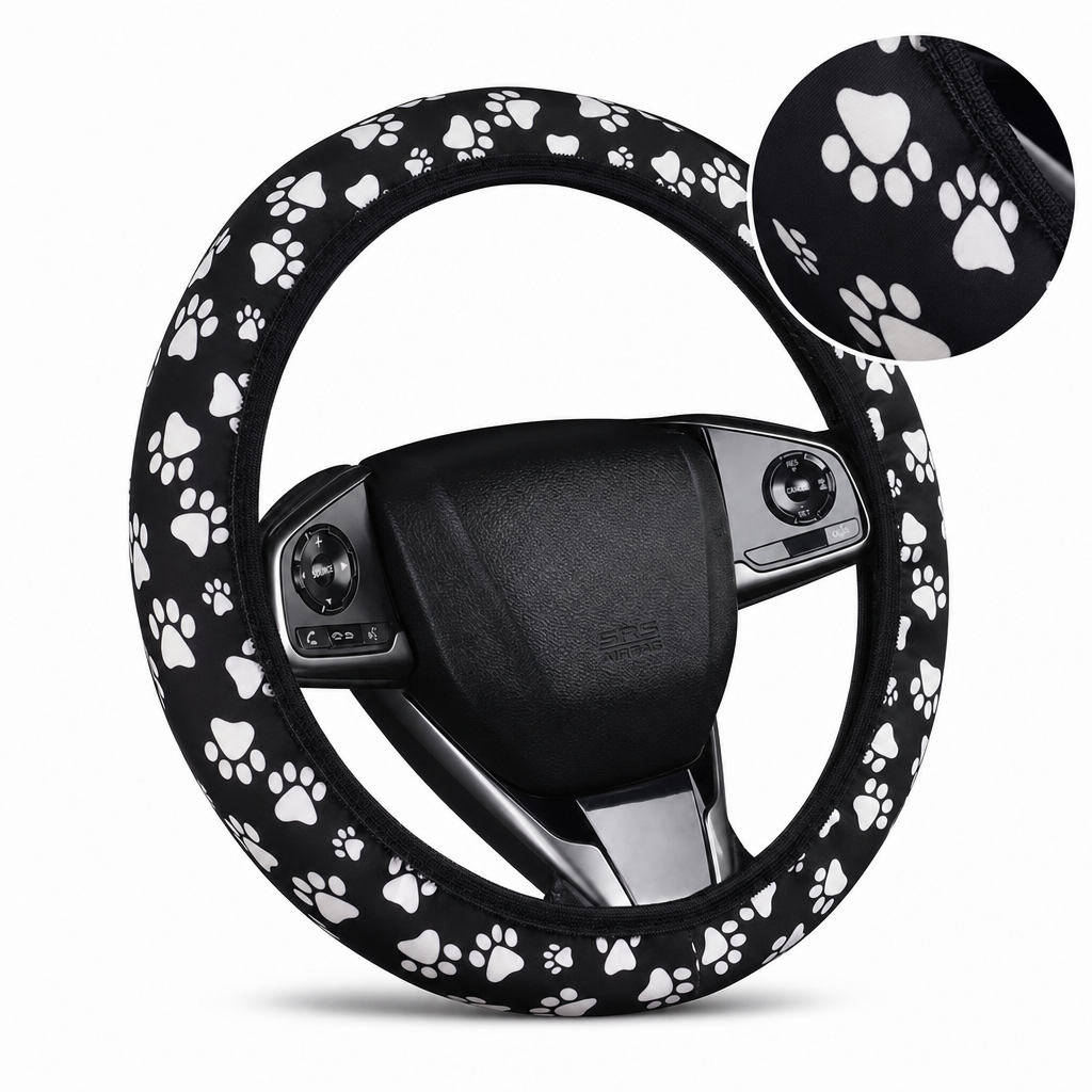 ✨🚗Universal 38cm Ringless Silk Steering Wheel Cover Printed Breathable Car Wheel Protector for All Seasons