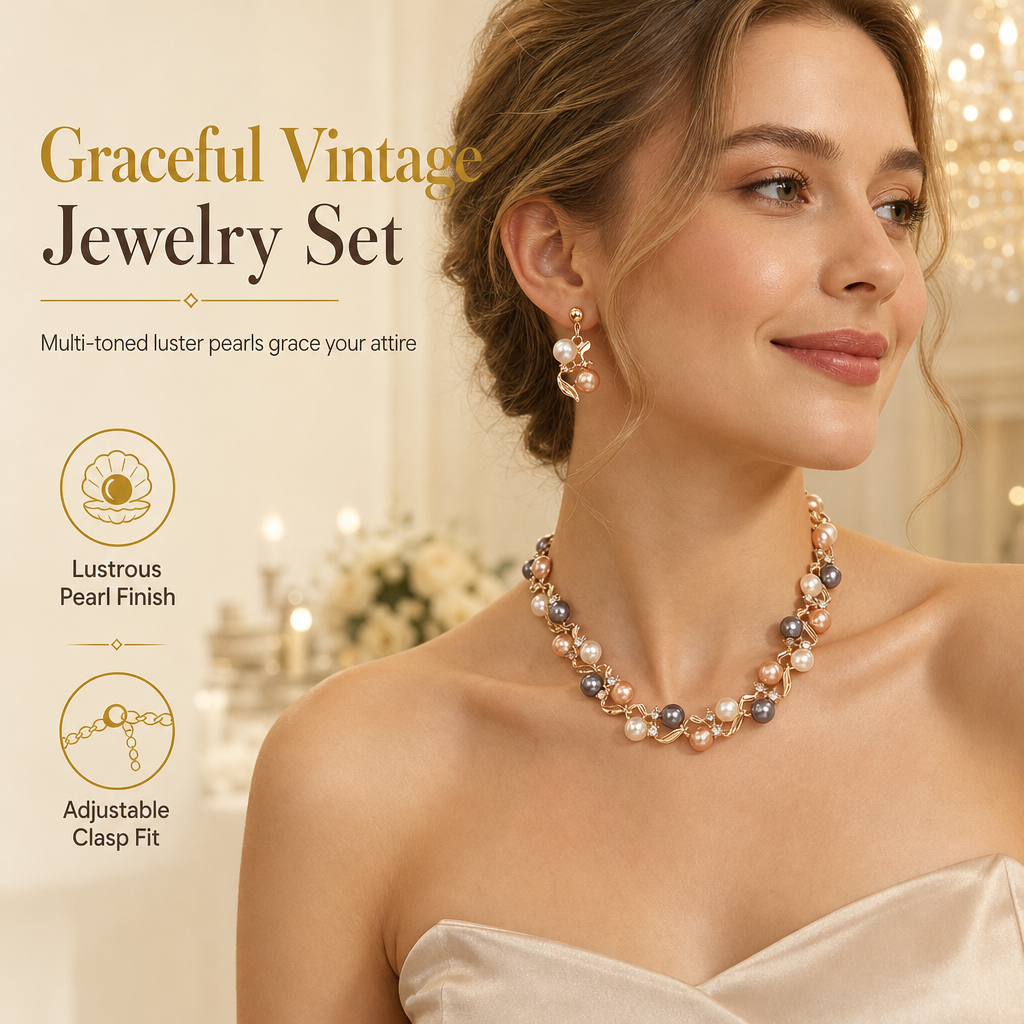 🎁2026 New Arrivals 50% OFF💥Vintage Floral Jewelry Set – Pearl Crystal Accent, Elegant, Long-Lasting Shine 💫