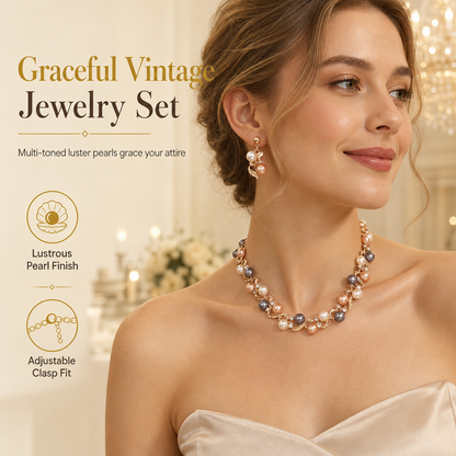 🎁2026 New Arrivals 50% OFF💥Vintage Floral Jewelry Set – Pearl Crystal Accent, Elegant, Long-Lasting Shine 💫