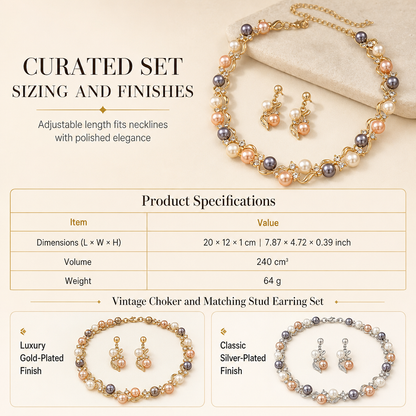 🎁2026 New Arrivals 50% OFF💥Vintage Floral Jewelry Set – Pearl Crystal Accent, Elegant, Long-Lasting Shine 💫