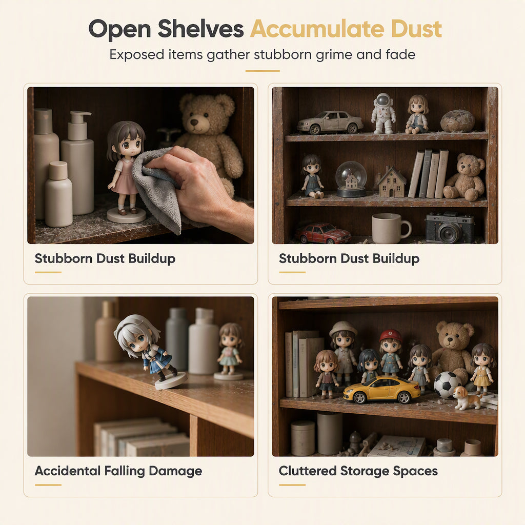 🧸 Wall-Mounted Blind Box Display Case: Clear Front, Magnetic Door, Adjustable Shelves