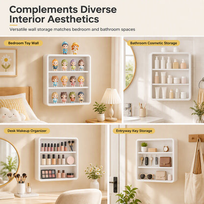 🧸 Wall-Mounted Blind Box Display Case: Clear Front, Magnetic Door, Adjustable Shelves